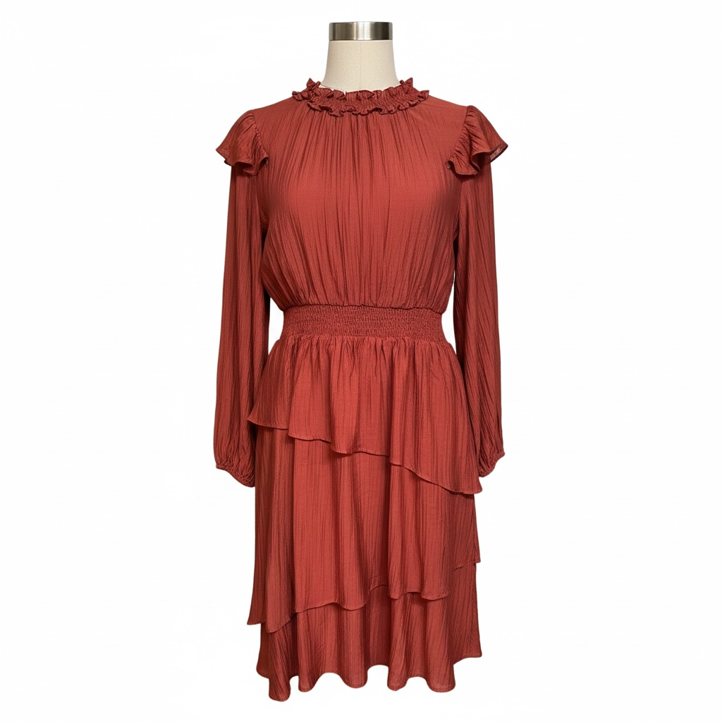 Ruffled, Tiered Midi Dress