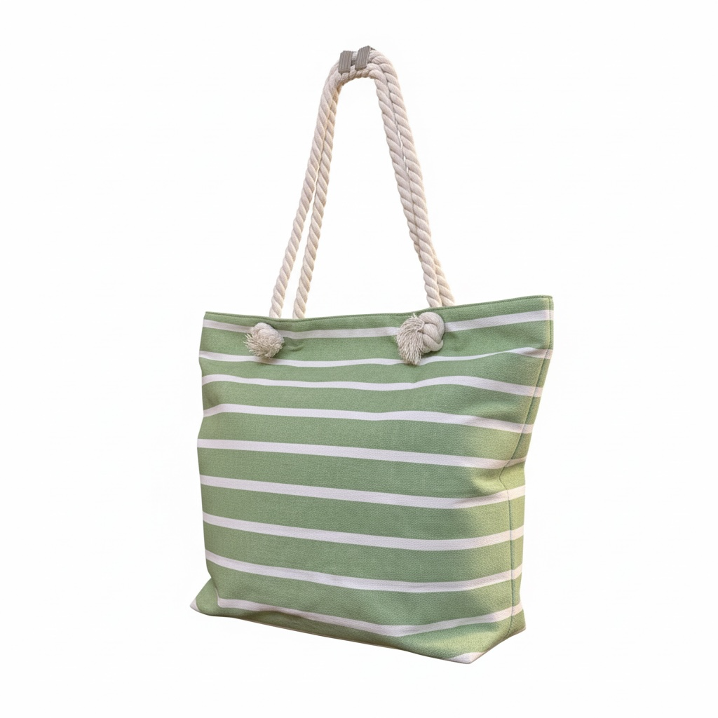 Canvas Tote Bag with Braided Rope Straps