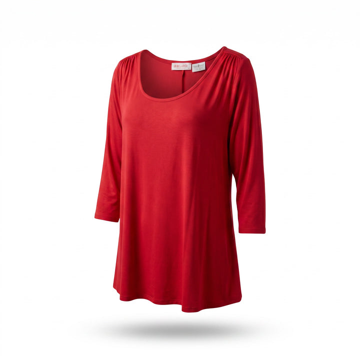 Red Scoop Neck Tunic Top