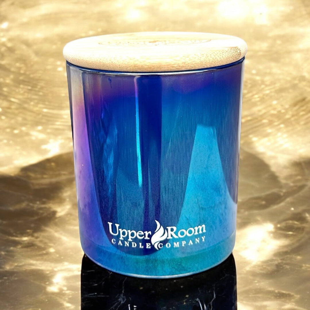 Divalicious Candle, double wick blue pearl candle, upper room candle company