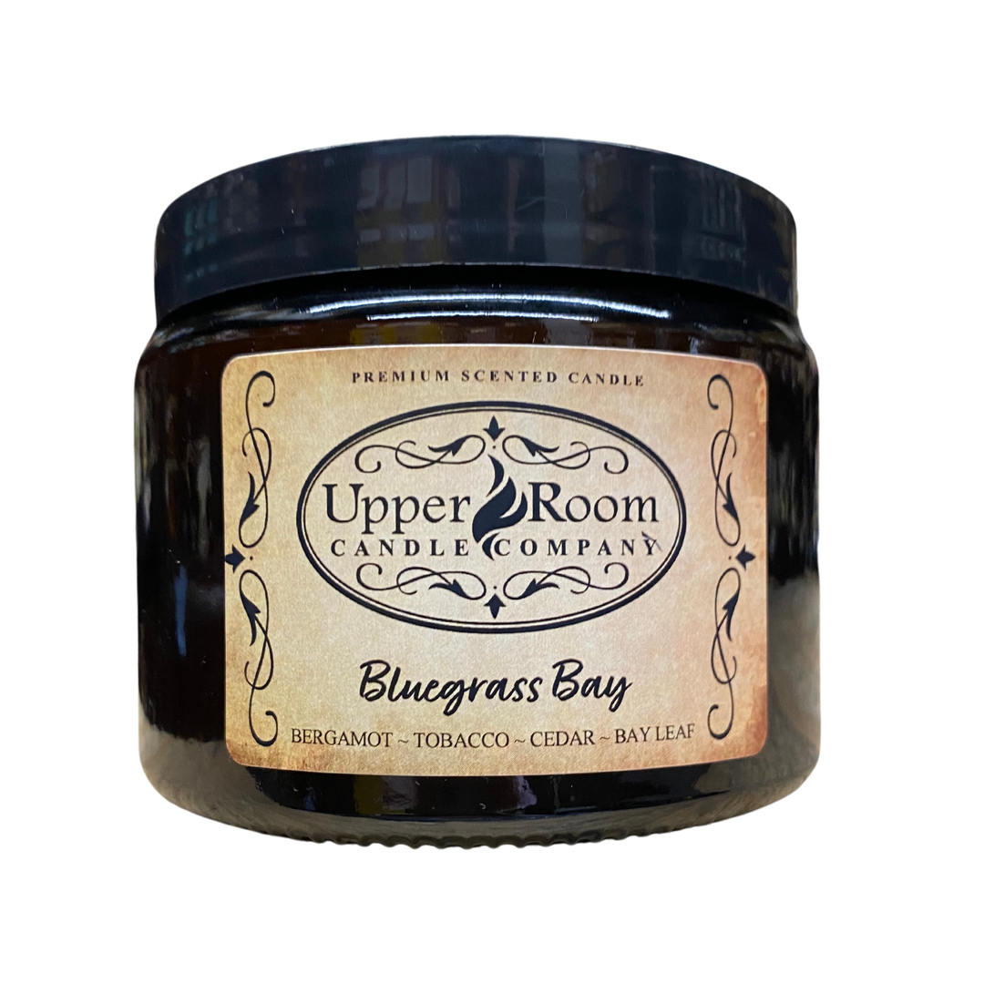 Double Wick Amber Jar Candle, Bluegrass Bay, upper room candle company