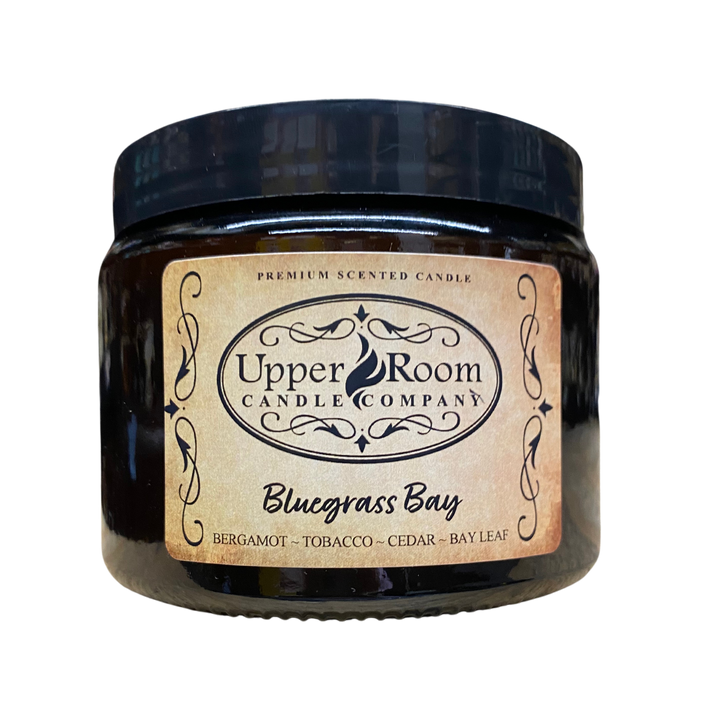 Double Wick Amber Jar Candle, Bluegrass Bay, upper room candle company
