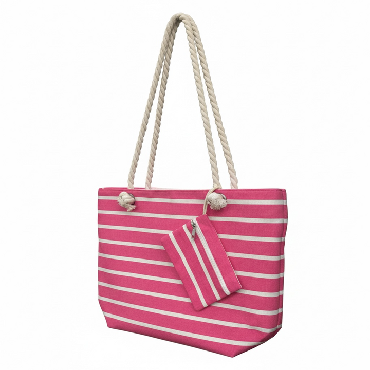 Canvas Tote Bag with Braided Rope Straps