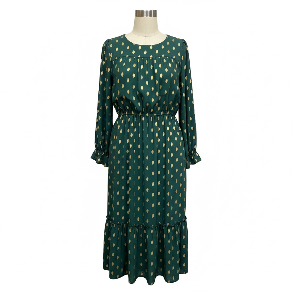 green polka dot midi dress Polka-Dot Midi Dress emerald green / L