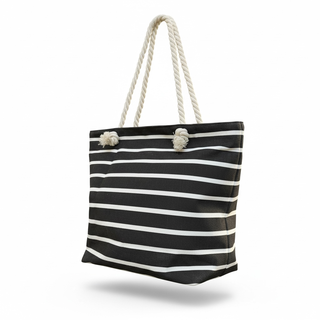 Canvas Tote Bag with Braided Rope Straps