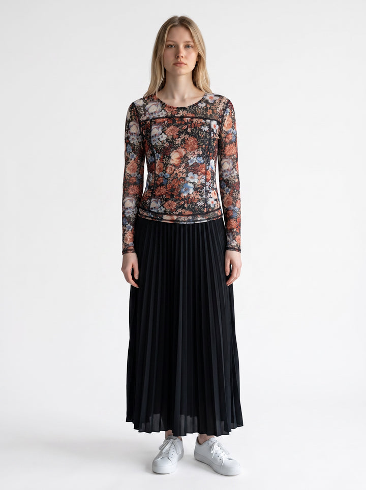 Floral Mesh Long Sleeve Top