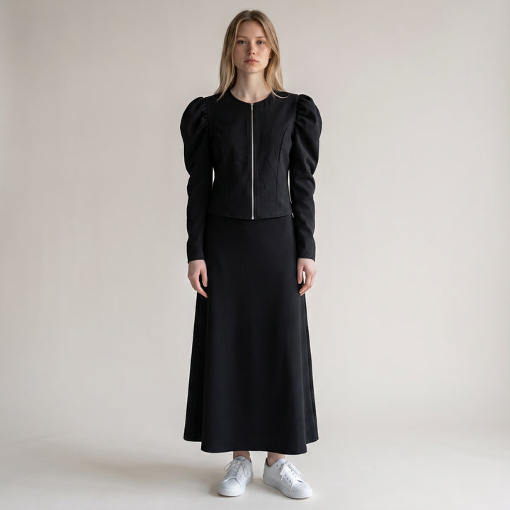 Puff Sleeve Zip-Front Top