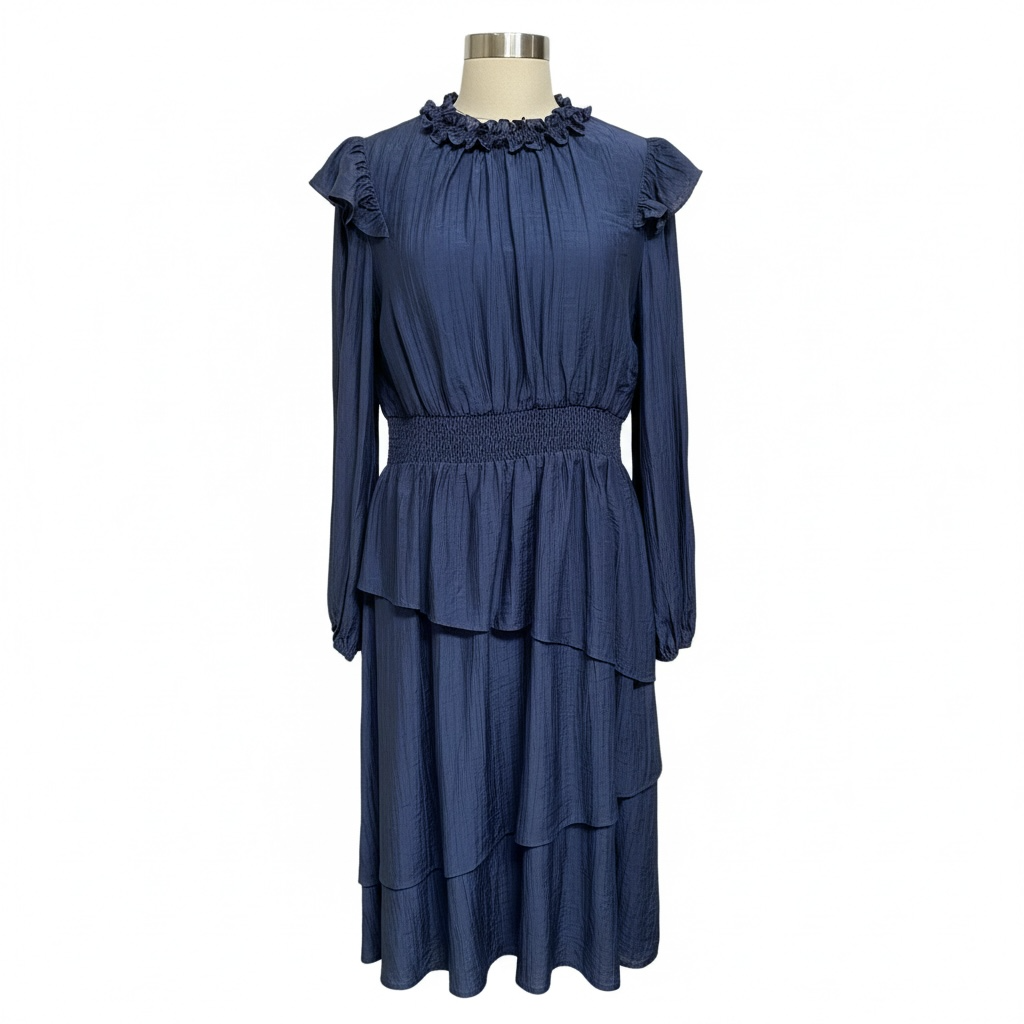 Ruffled, Tiered Midi Dress