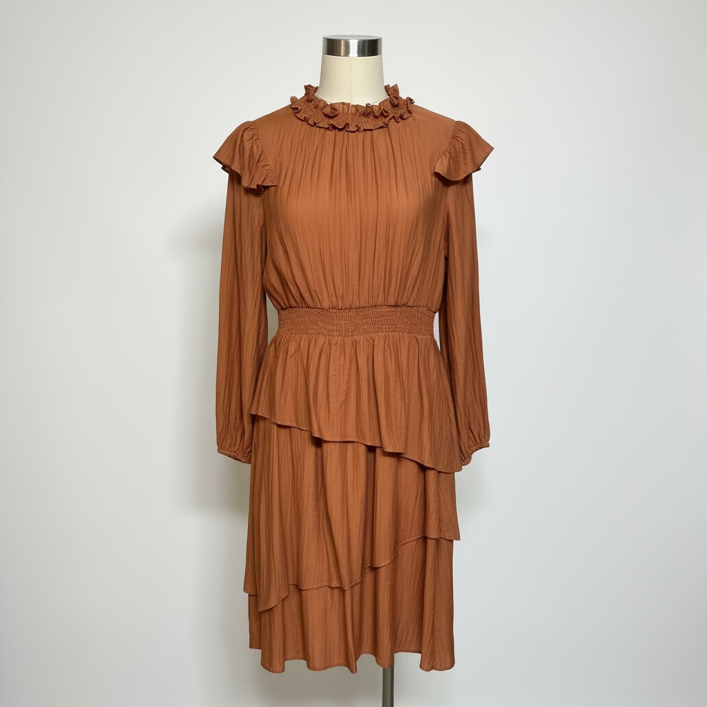 Ruffled, Tiered Midi Dress