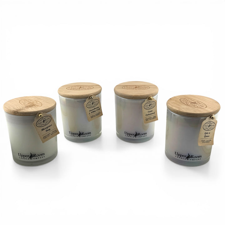 Spring bundle candles double wick white pearl jars, hand poured candles, upper room candle company