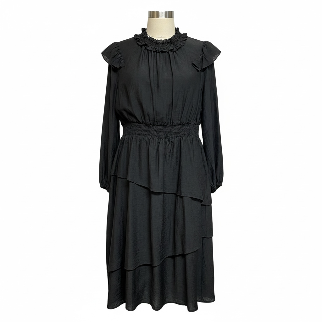 Ruffled, Tiered Midi Dress