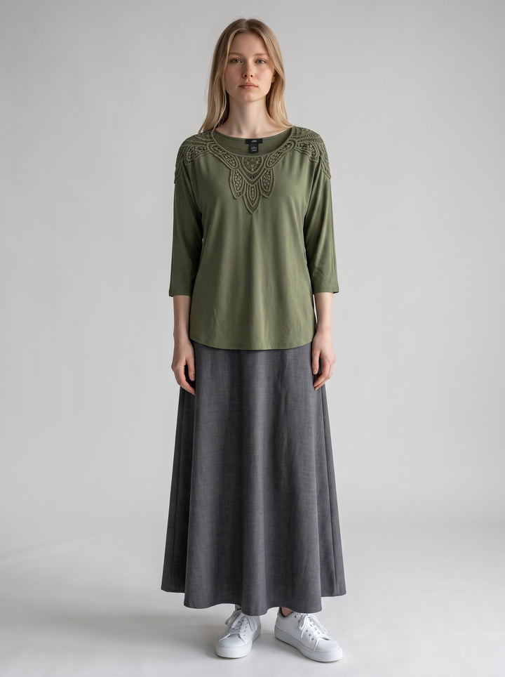 Lace Detail Dolman Sleeve Top