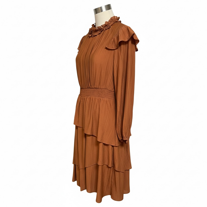 Ruffled, Tiered Midi Dress