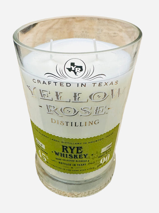 Upcycled Bottle Candle: Yellow Rose