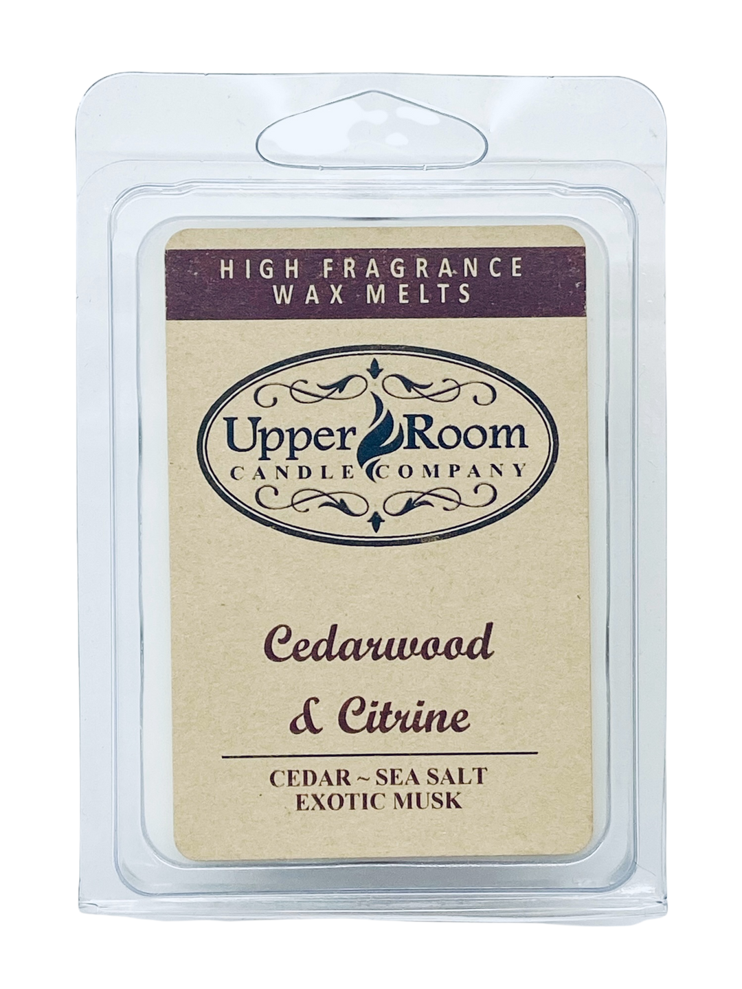 triple wick cedarwood & citrine wax melts, upper room candle company 